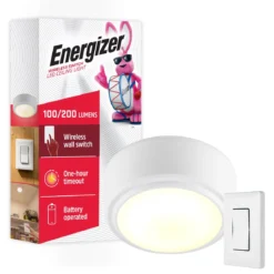 Energizer Battery Operated LED Ceiling Fixture with Wireless Switch, White