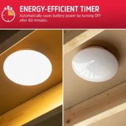 Energizer Battery Operated LED Ceiling Fixture with Wall Switch, White