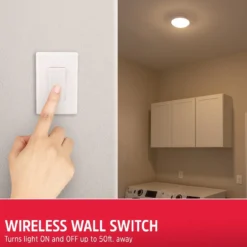 Energizer Battery Operated LED Ceiling Fixture with Wall Switch, White