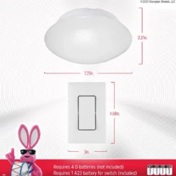 Energizer Battery Operated LED Ceiling Fixture with Wall Switch, White