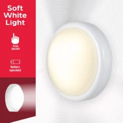 Energizer Battery Operated LED Tap Puck Light, White, 4 Pack