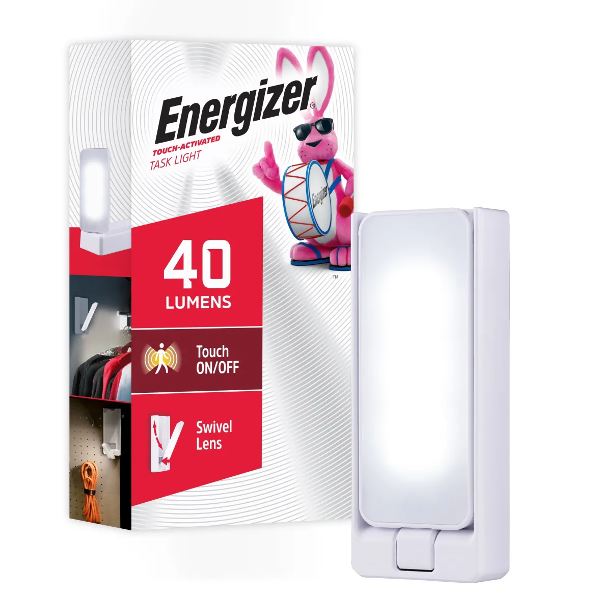 Energizer Battery Operated Swivel LED Task Light, White