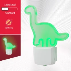 Energizer Dinosaur Plug-In Light Sensing LED Night Light, Neon Green