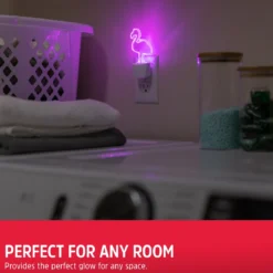 Energizer Flamingo Plug-In Light Sensing LED Night Light, Neon Pink