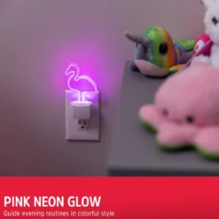 Energizer Flamingo Plug-In Light Sensing LED Night Light, Neon Pink