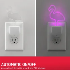 Energizer Flamingo Plug-In Light Sensing LED Night Light, Neon Pink