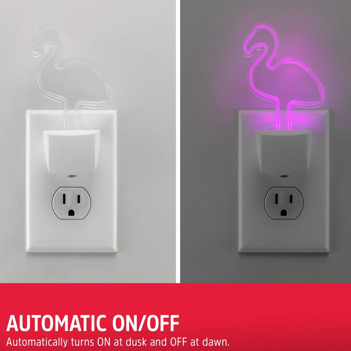 Energizer Flamingo Plug-In Light Sensing LED Night Light, Neon Pink