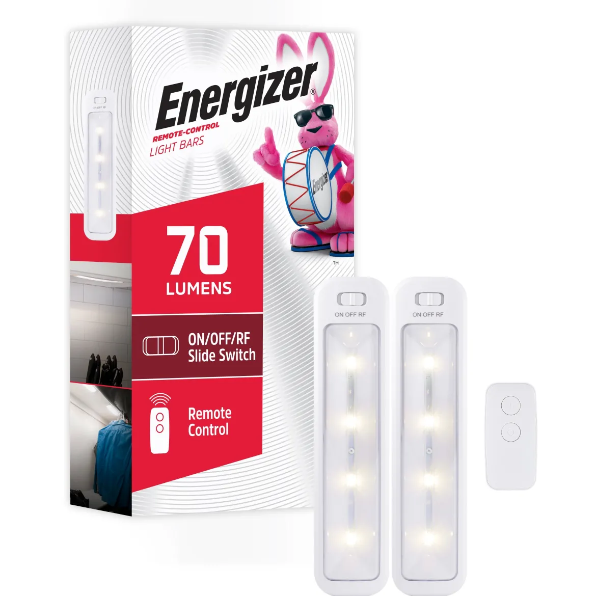 Energizer 10in. Battery Operated LED Light Bar with Remote, 2 Pack, White