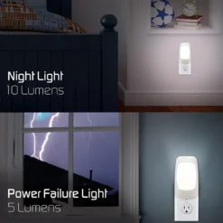 Energizer 4-in-1 Rechargeable Power Failure Light Sensing LED Night Light, White, 6 Pack