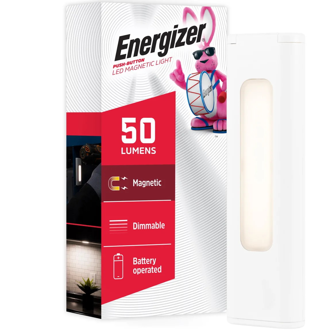 Energizer Magnet Mount Stick Light, Push Button LED