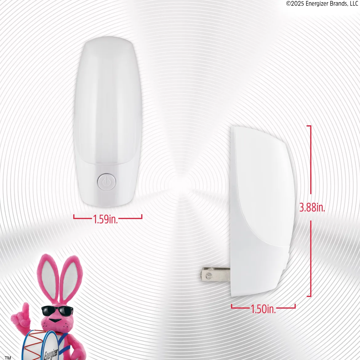 Energizer Manual Button Night Light, 2 Pack, White