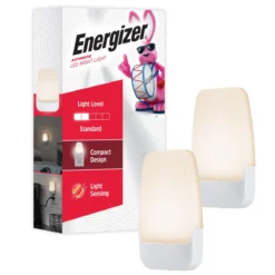 Energizer Night Light, Contempo, Light Sensing, 3000K, White, 2 Pack