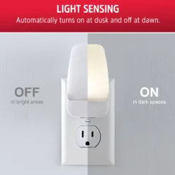 Energizer Night Light, Contempo, Light Sensing, 3000K, White, 2 Pack