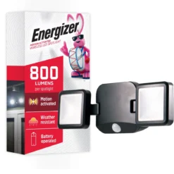 Energizer Outdoor Motion-Sensing LED Dual-Head Security Light, Black