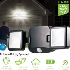 Energizer Outdoor Motion-Sensing LED Dual-Head Security Light, Black