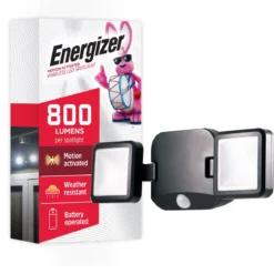 Energizer Outdoor Motion-Sensing LED Dual-Head Security Light, Black