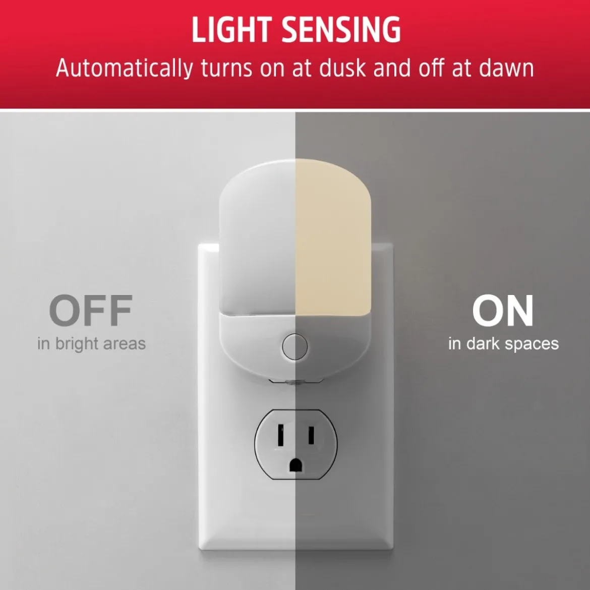 Energizer Plug-In Light Sensing Color-Changing LED Night Light, White