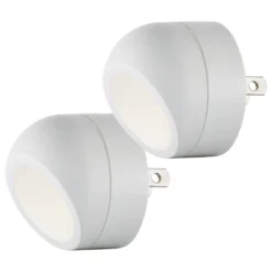 Energizer Plug-In Rotating Light Sensing LED Night Light, 2 Pack, White