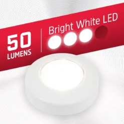 Energizer Push On/Off Puck Lights, 2 Pack, White