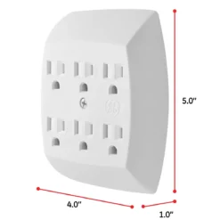 GE 6 AC Grounded Tap, White, 2pk