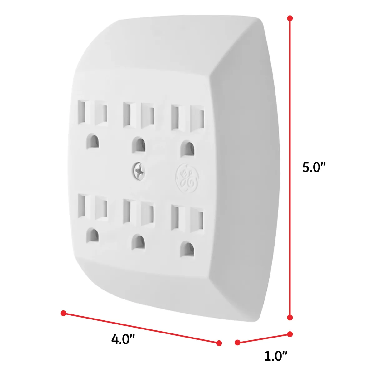 GE 6 AC Grounded Tap, White, 2pk
