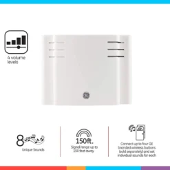 GE Battery Operated 8-Chime 2-Push Button Wireless Door Chime Kit, White