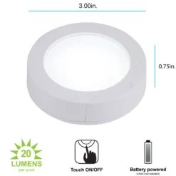GE Battery Operated LED Puck Light, 6 Pack, White
