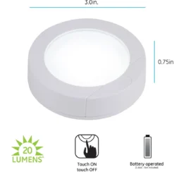 GE Battery Operated LED Puck Light, 4 Pack, White