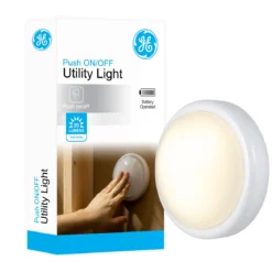 GE Battery Operated Round Tap Light, White