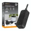 GE-branded Extension Cord with USB Charging 2 USB-A, 1 USB-C, 2 outlets, 6ft. Braided Cord, Black/Gray
