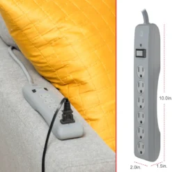 GE-branded 6-Outlet Surge Protector, Gray, 25ft. Cord