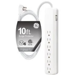 GE-branded 6-Outlet Surge Protector, 1560J, 10ft. White