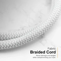 GE-branded 9-Outlet Surge Protector, 2480J, 6ft. Braided Cord, White