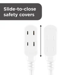 GE-branded UltraPro 3-Outlet Polarized Extension Cord, 15ft., Indoor, White
