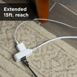GE-branded UltraPro 3-Outlet Polarized Extension Cord, 15ft., Indoor, White