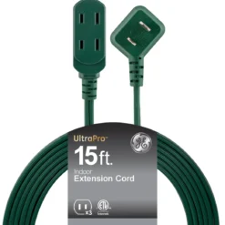 GE-branded UltraPro 3-Outlet Polarized Extension Cord, 15ft., Indoor, Green