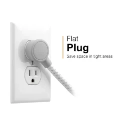 GE-branded UltraPro 7-Outlet Surge Protector, 2 USB-A, 1470 Joules, 4ft., White/Gray