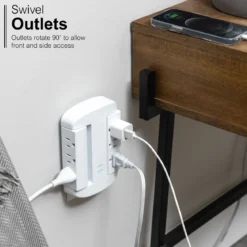GE-branded UltraPro 6-Outlet Swivel Surge Tap, 980J, White