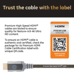 GE-branded UltraPro Premium Certified High-Speed HDMI Cable with Ethernet, 15ft.