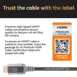 GE-branded UltraPro Premium Certified High-Speed HDMI Cable with Ethernet, 4ft.