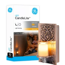 GE CandleLite Light Sensing LED Night Light, Oil-Rubbed Bronze