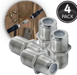 GE Coaxial Cable Extension Adapter, 4 Pack, Silver