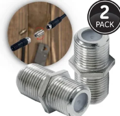 GE Coaxial Cable Extension Adapter, 2 Pack, Silver