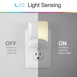 GE Color-Changing LED Night Light, Light Sensing, White, 4 Pack