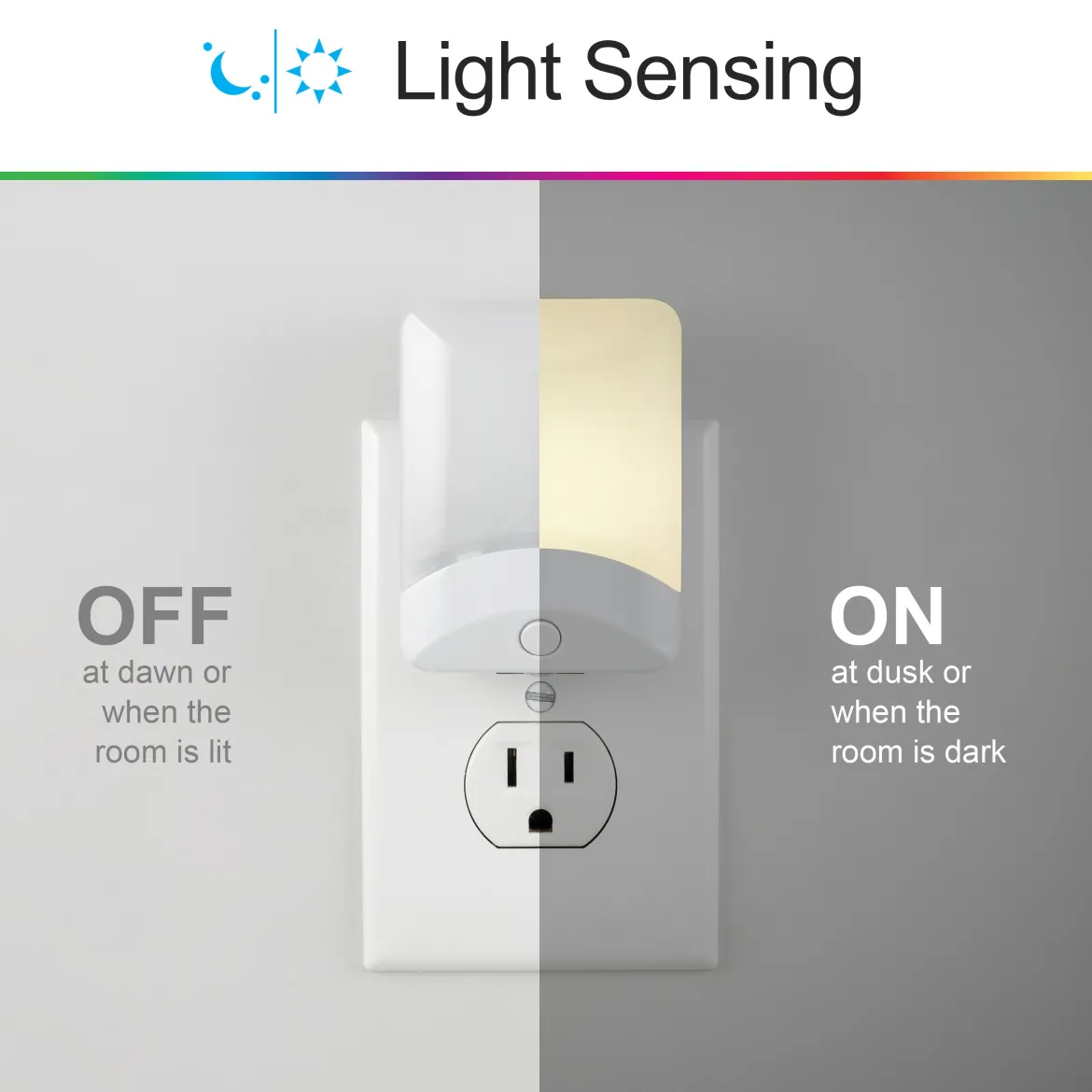 GE Color-Changing LED Night Light, Light Sensing, White, 4 Pack