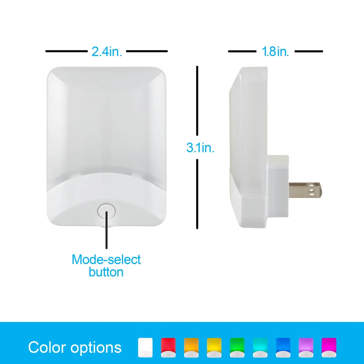 GE Color-Changing LED Night Light, Light Sensing, White, 4 Pack