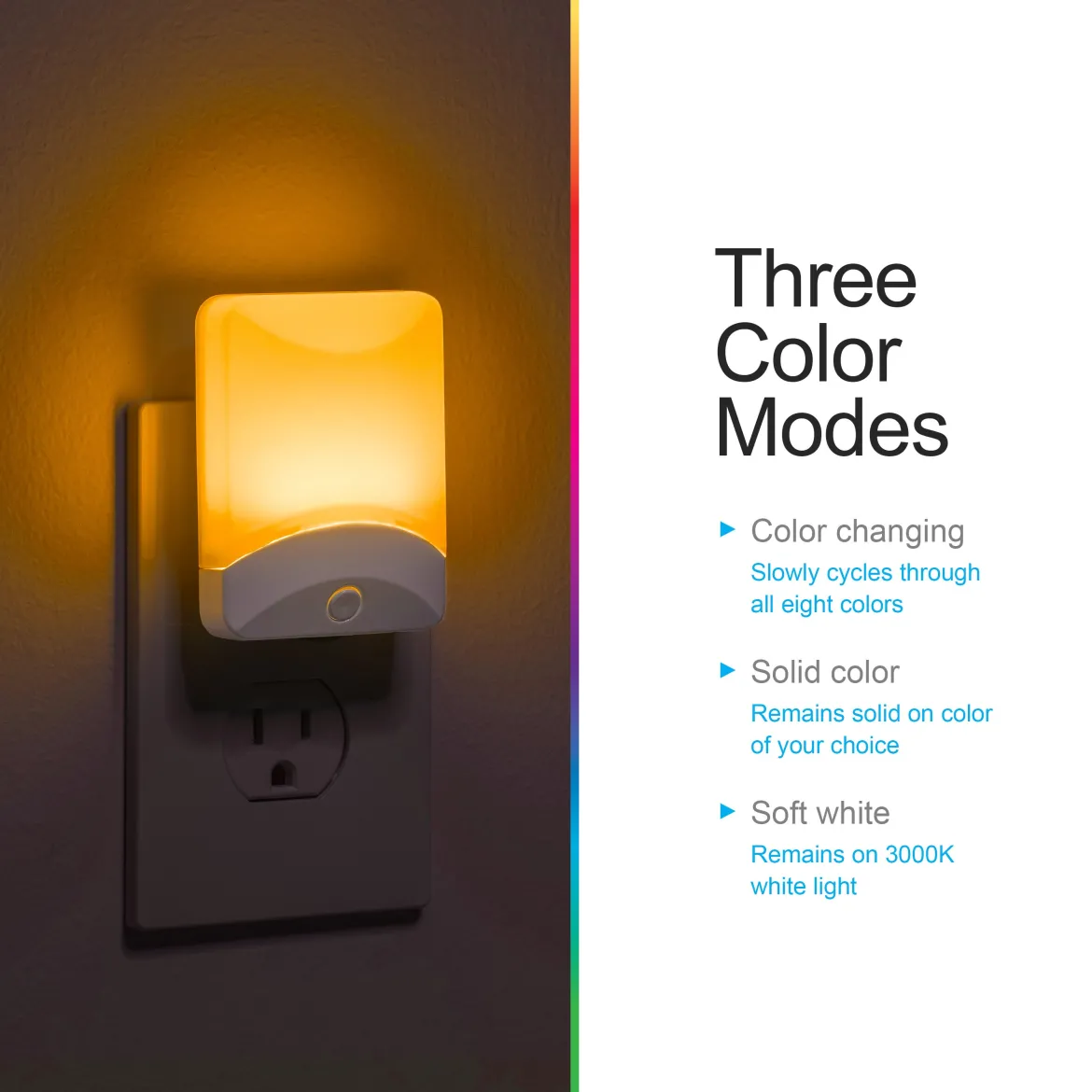 GE Color-Changing LED Night Light, Light Sensing, White, 4 Pack