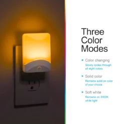 GE Color Changing Light Sensing LED Night Light, White