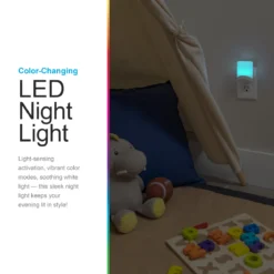 GE Color Changing Light Sensing LED Night Light, White