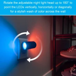 GE Color-Changing Light Sensing Swivel Night Light, Black